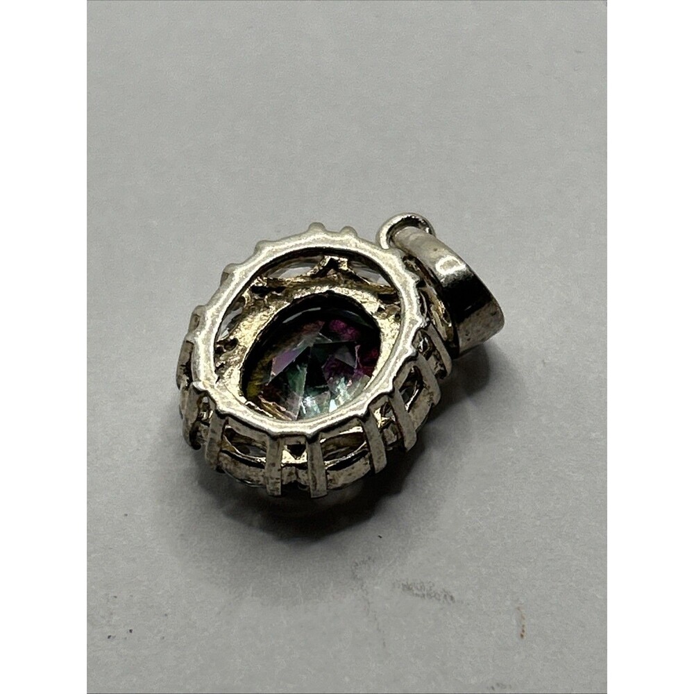 Women's 925 Sterling Silver Mystic Topaz round Cut Pendant - Picture 4 of 7